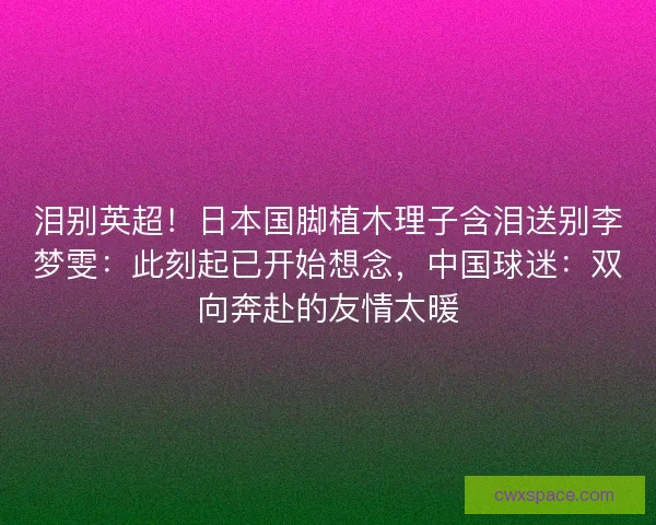 泪别英超！日本国脚植木理子含泪送别李梦雯：此刻起已开始想念，中国球迷：双向奔赴的友情太暖