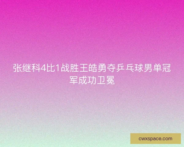 张继科4比1战胜王皓勇夺乒乓球男单冠军成功卫冕