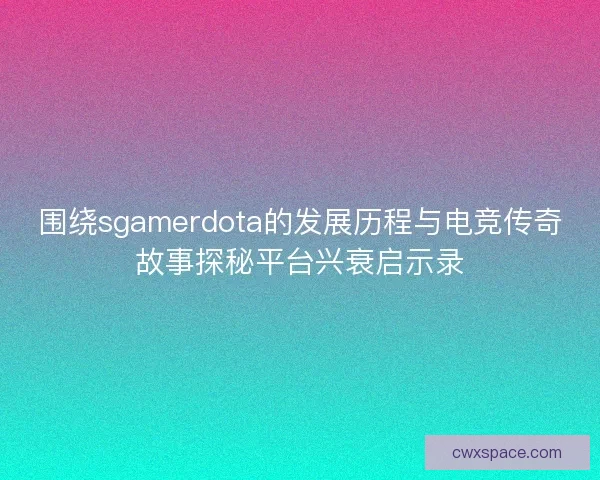 围绕sgamerdota的发展历程与电竞传奇故事探秘平台兴衰启示录