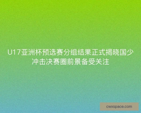 U17亚洲杯预选赛分组结果正式揭晓国少冲击决赛圈前景备受关注 U17亚洲杯预选赛分组结果正式揭晓国少冲击决赛圈前景备受关注