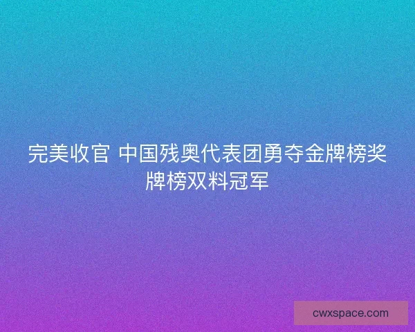 完美收官 中国残奥代表团勇夺金牌榜奖牌榜双料冠军